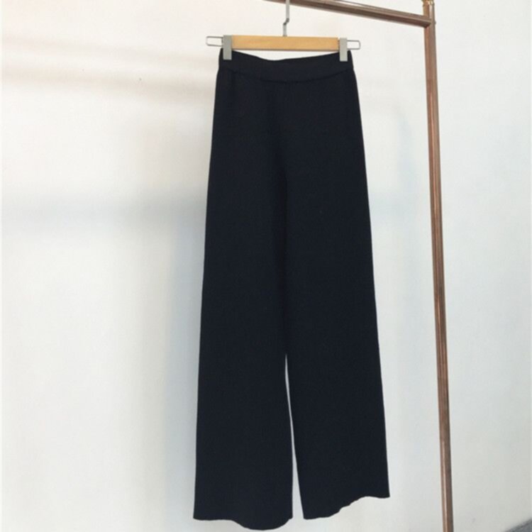 Knitted thickened straight wide leg women's casual pants